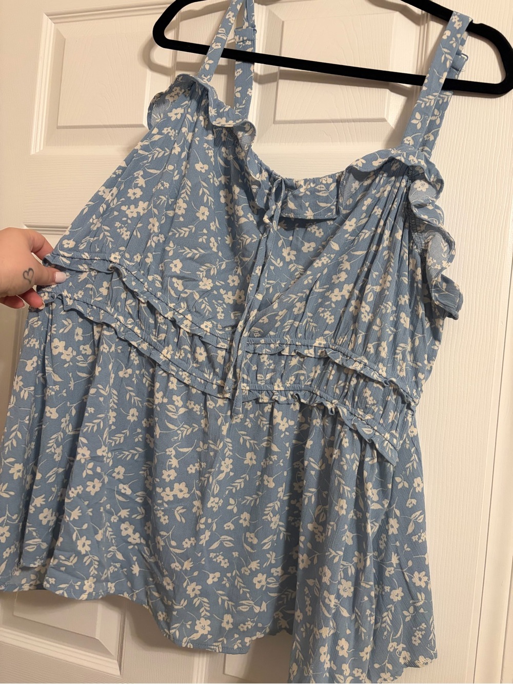 torrid Light Blue Floral Ruffle Camisole